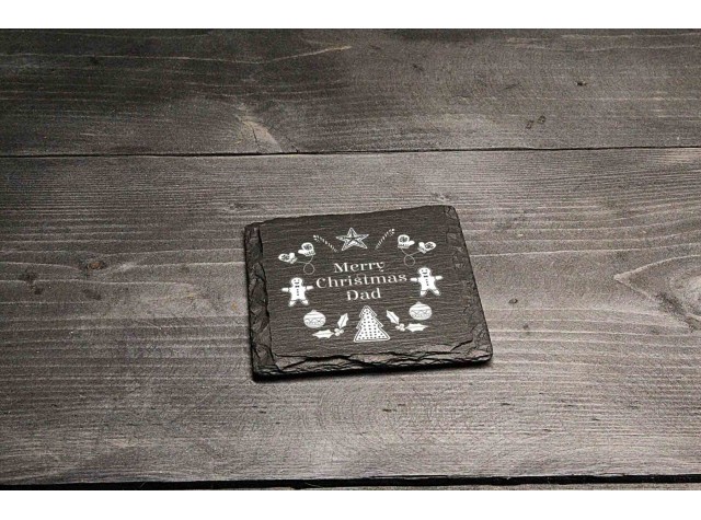 Square Welsh Slate Coaster Merry Christmas Dad